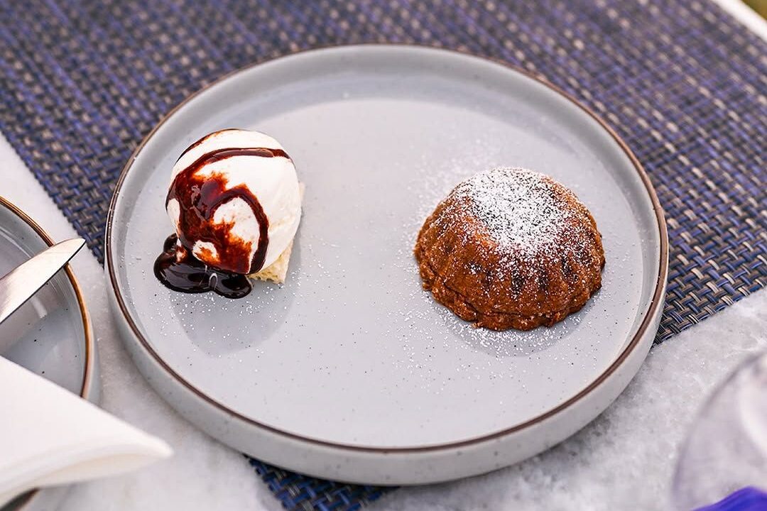 Chocolate lava cake with ice cream at Nouba Restaurant and Rooftop Lounge, C-Scheme Jaipur