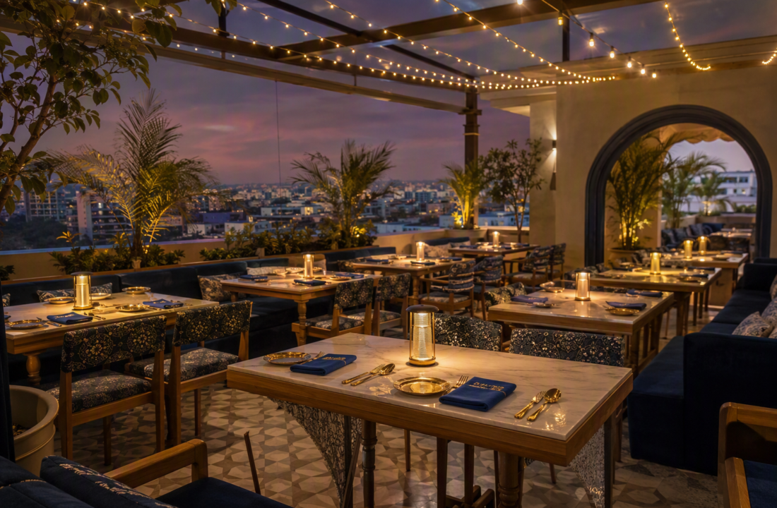 Rooftop Seating Jaipur for Quiet Couple Dinners at Nouba Restaurant and Rooftop Lounge, C-Scheme Jaipur