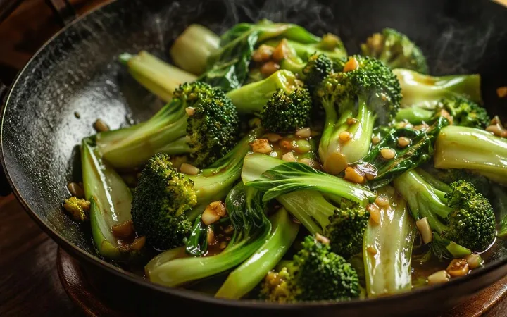 Vegetarian Restaurant Near Me: Stir-Fried Broccoli Bok Choy and Veg Options