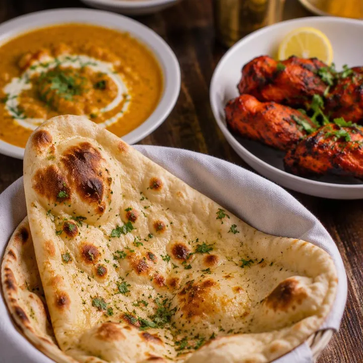Table with north Indian dishes and tandoor items at Nouba Restaurant and Rooftop Lounge, C-Scheme Jaipur