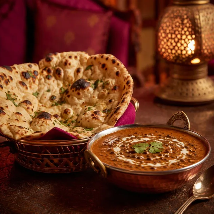 Indoor dining table for family with north Indian dishes at Nouba Restaurant and Rooftop Lounge, C-Scheme Jaipur