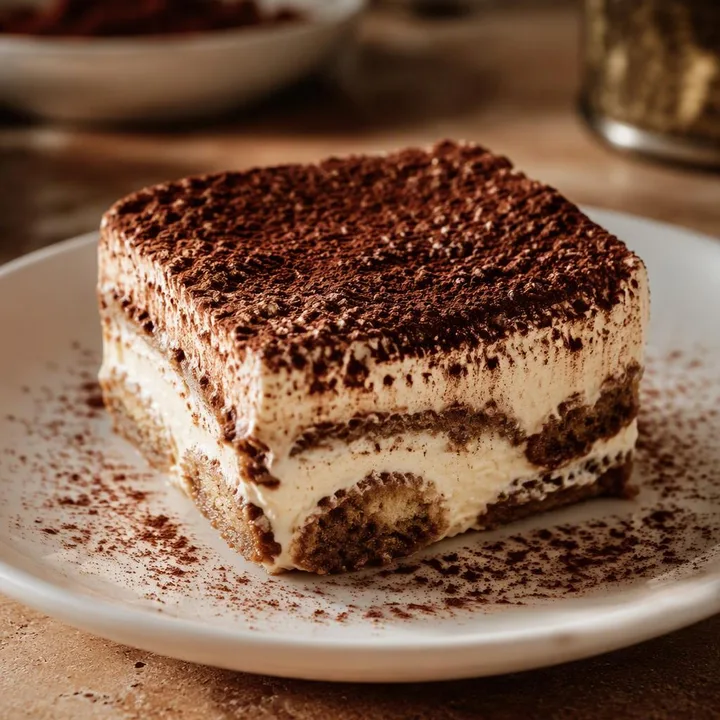 Classic tiramisu portion for two with coffee dusting at Nouba Restaurant and Rooftop Lounge, C-Scheme Jaipur