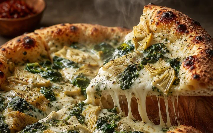 Vegetarian Restaurant Near Me: Spinach Artichoke Pizza Ordering at Nouba