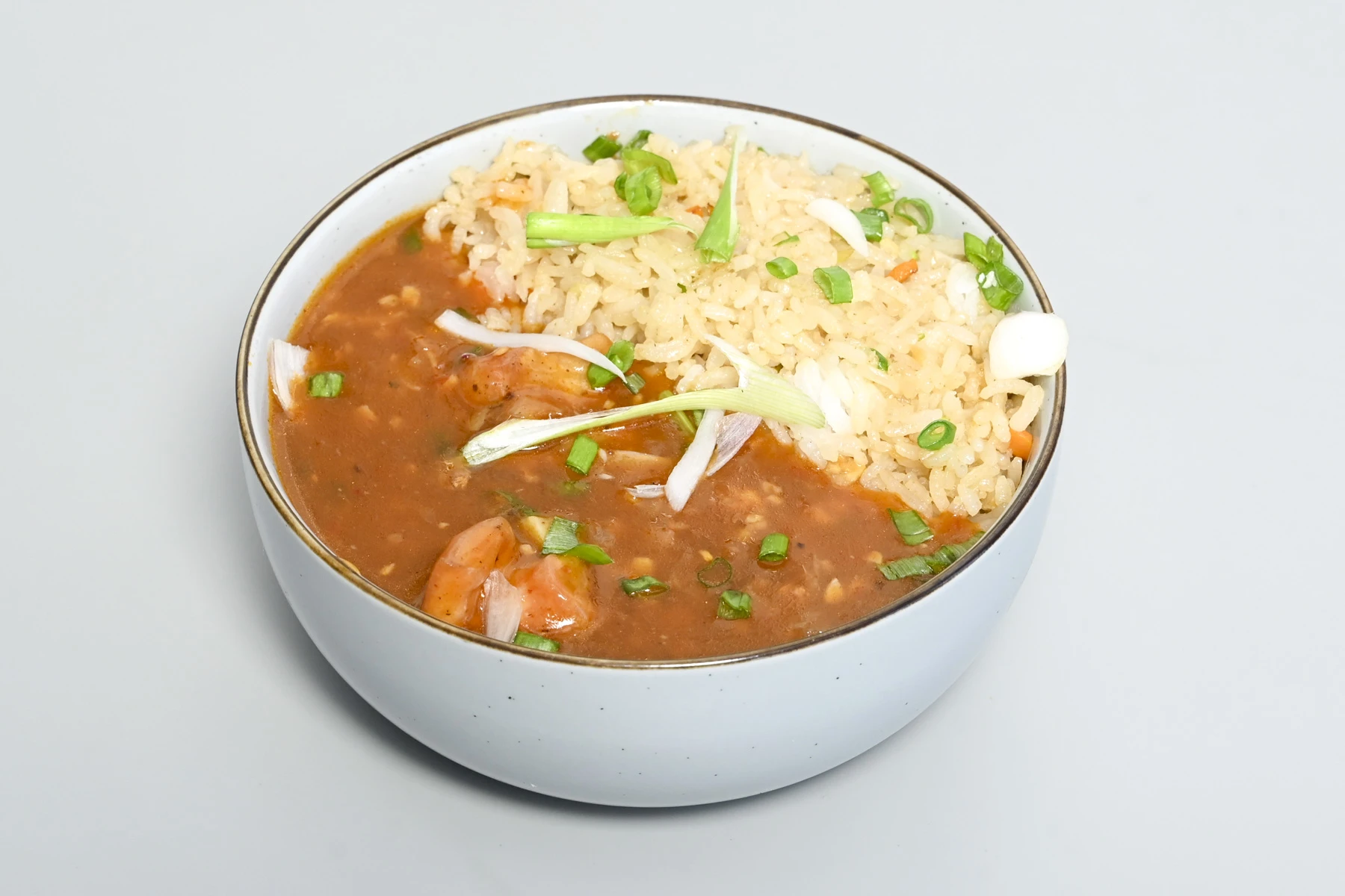 Prawn curry rice bowl at Nouba Jaipur