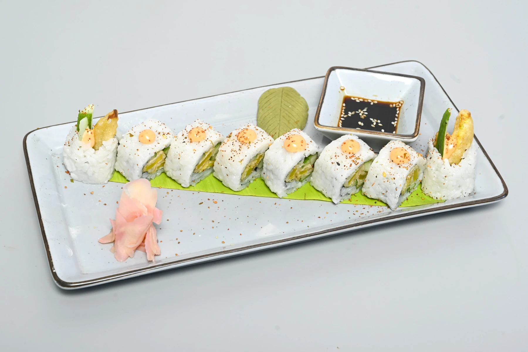 Prawn tempura sushi roll at Nouba Jaipur